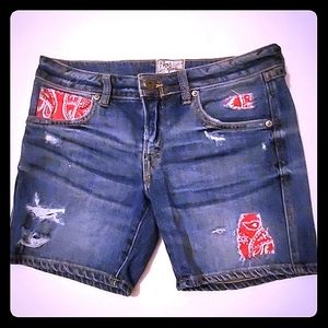 Rare and Authentic PRPS Heirloom Bandana Denim Shorts Sz 27